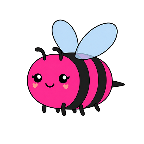 Berry Blush, a pink bee with heart cheeks and lashes